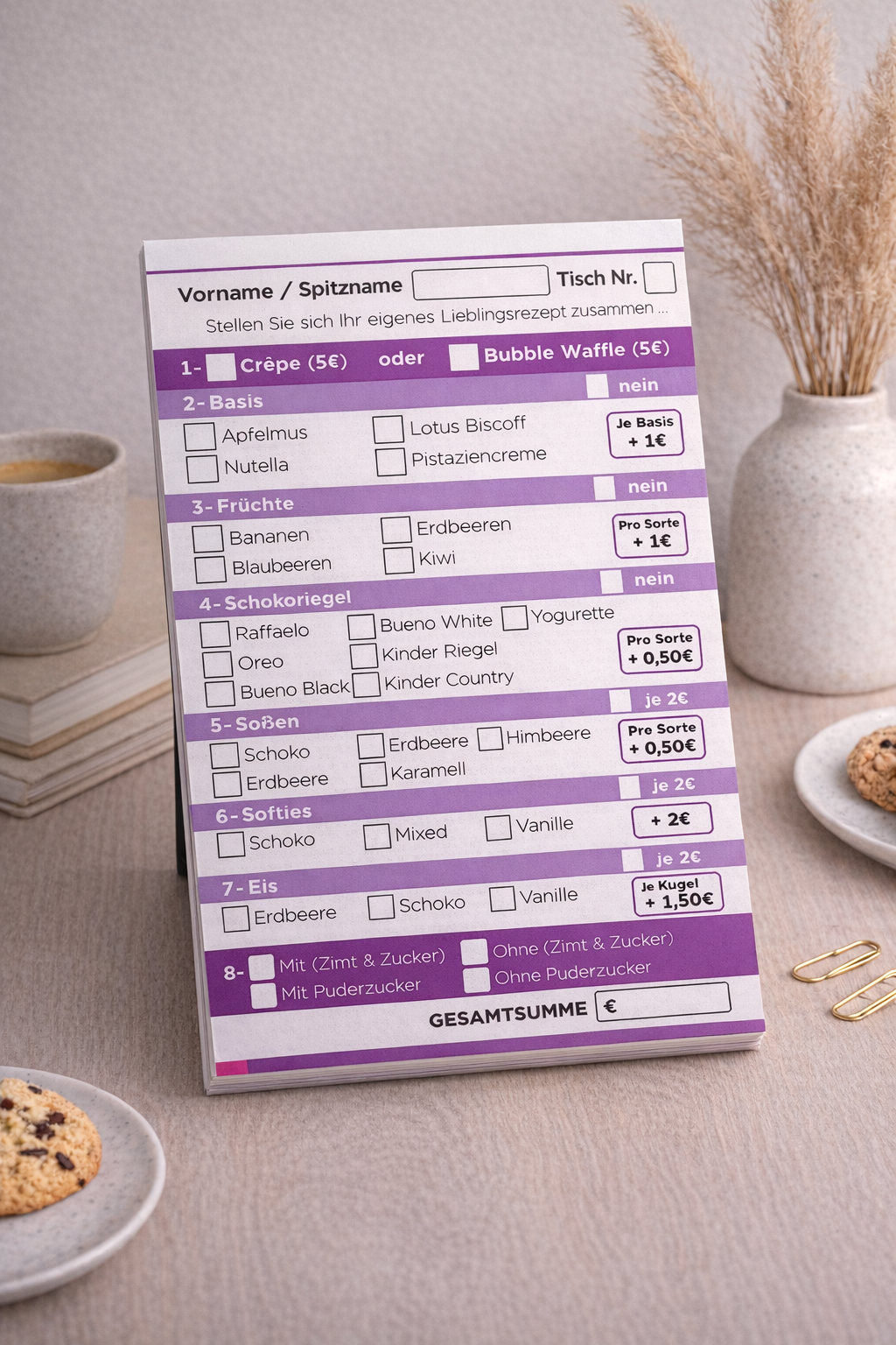 Bestellblöcke A5 für Waffel & Crêpe